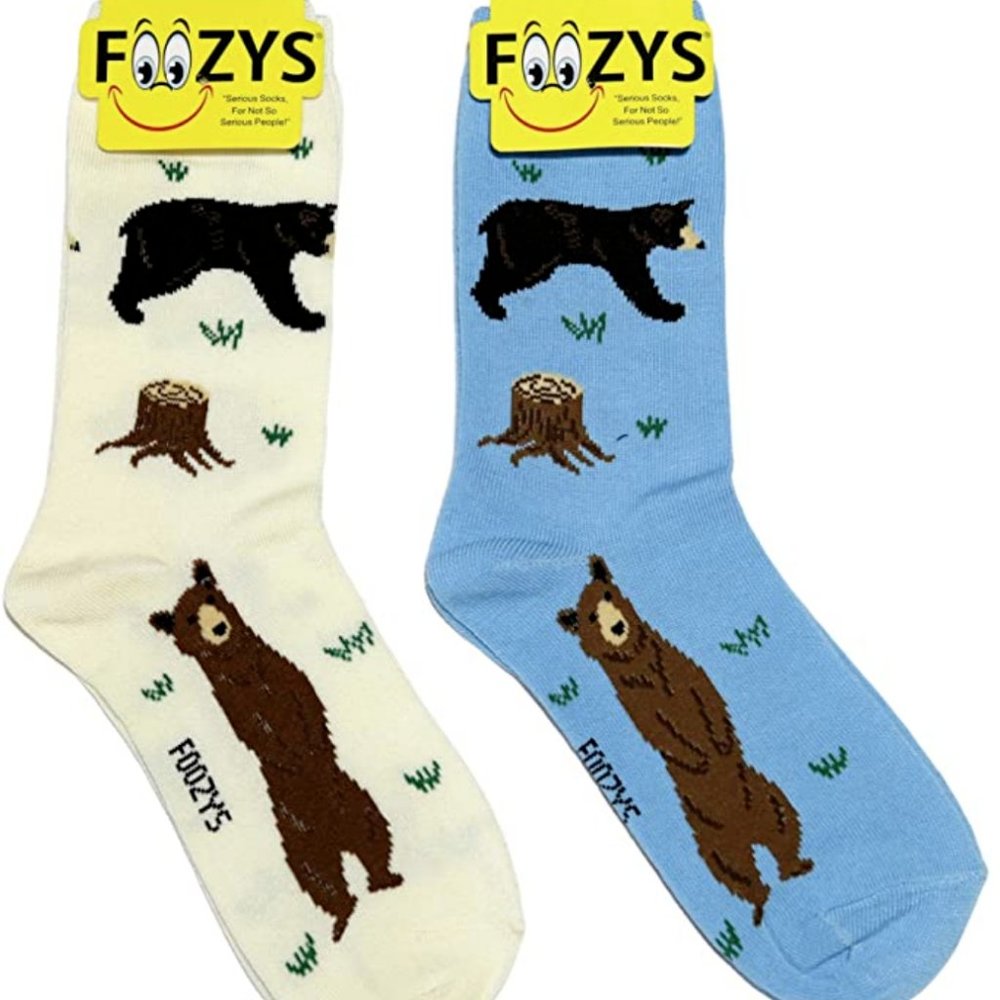 Bear Black Papa Grizzly Brown Bears Wild Animal 2 Pairs Foozys Women's Socks